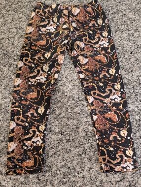 Trac Black Jeggings with Gold & Cream Chain Motif